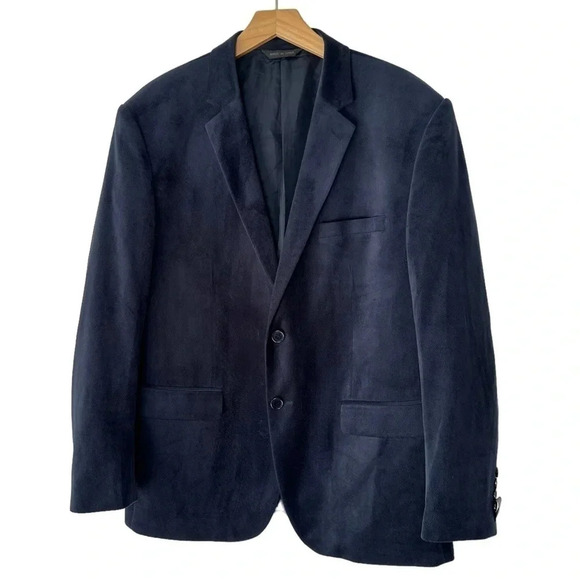 Gianna Uomo gold label‎ 42R blue velvet blazer/sports coat with elbow pads - Picture 2 of 8